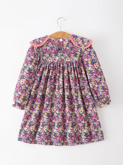 Pink Floral Petals Collar Girl Dress