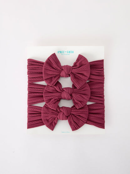 Baby Girl Bow Headband Same Color 3 Piece Set