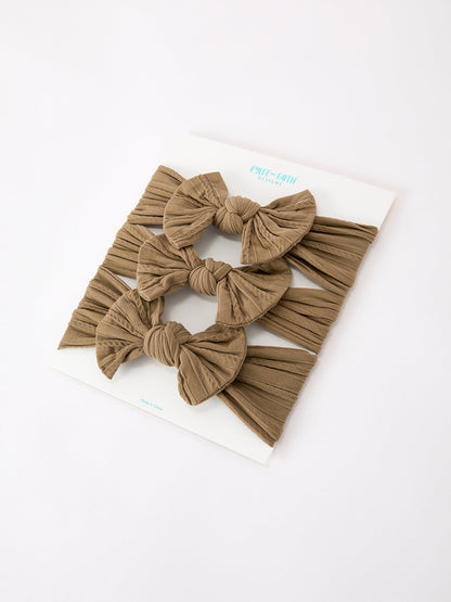 Baby Girl Bow Headband Same Color 3 Piece Set
