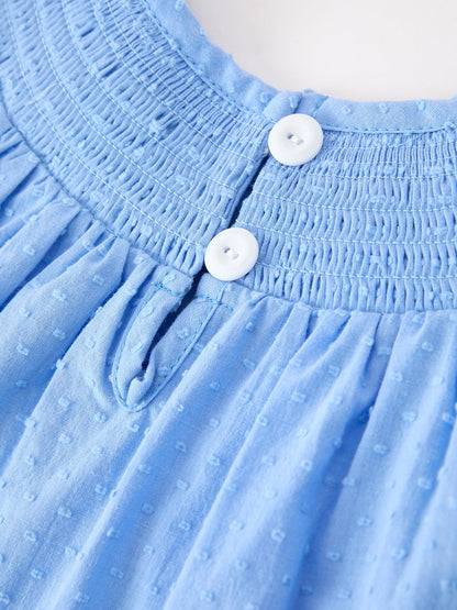 Blue Fall Thanksgiving&Halloween Pumpkin Smock Embroidery Lace Baby Girl Dress