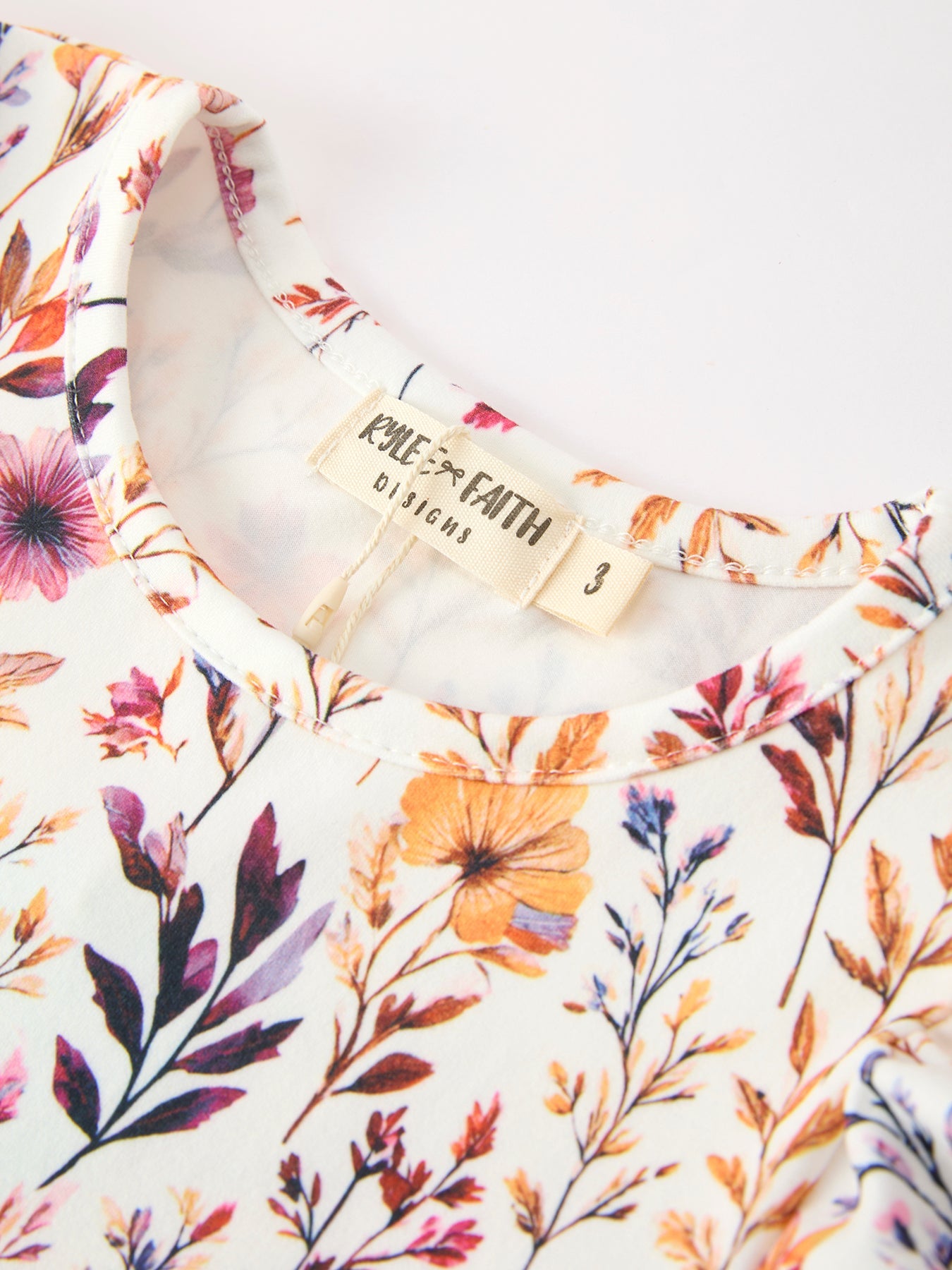 Fall Floral Puff Sleeve Ruffle Girls Dress