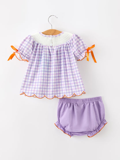 Halloween Ghost Plaid Bow Girls Bloomer Set