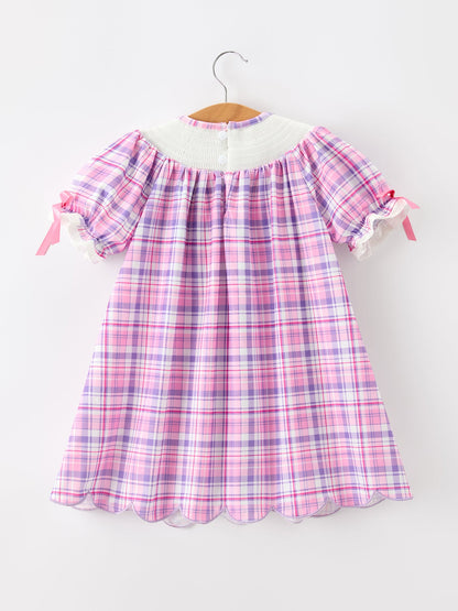 Halloween Plaid Bat Smocked Girls Dress