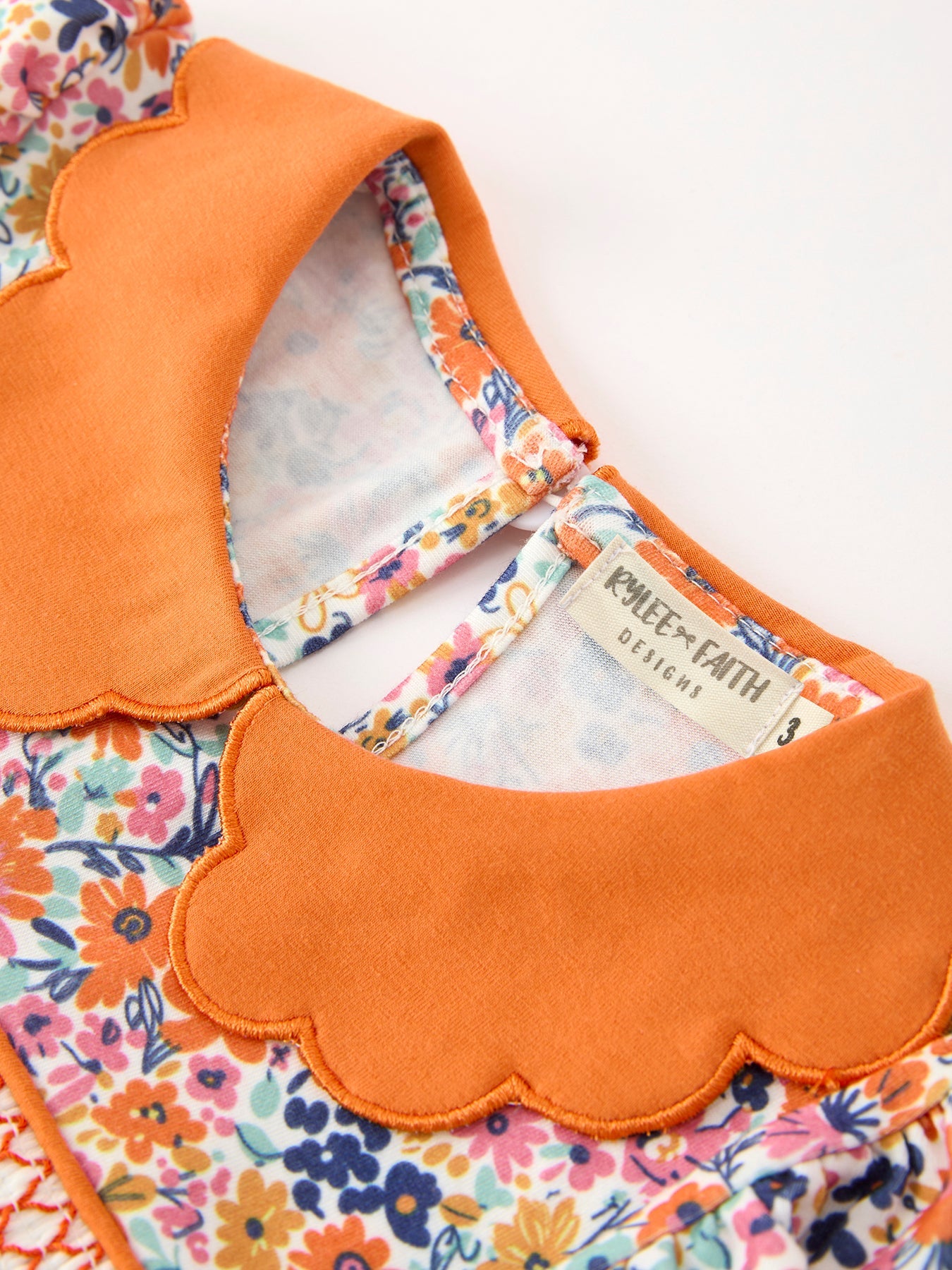 Fall Floral Smocked Petals Collar Girls Dress