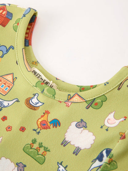 Countryside Farm Animal Pasture Twirl Girls Dress