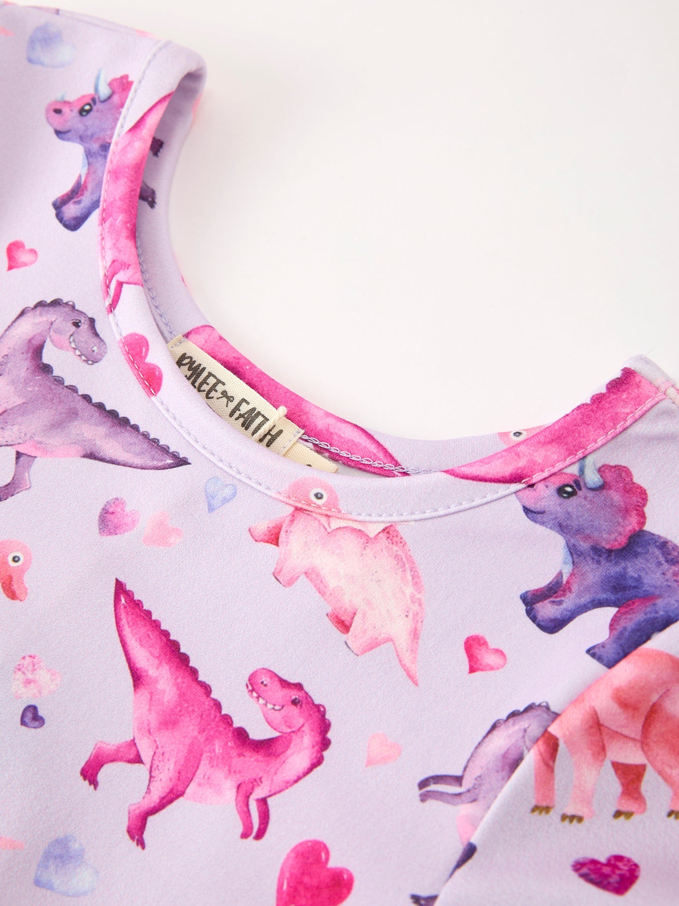 PREORDER Dinosaur Heart Twirl Girls Dress Short Sleeves