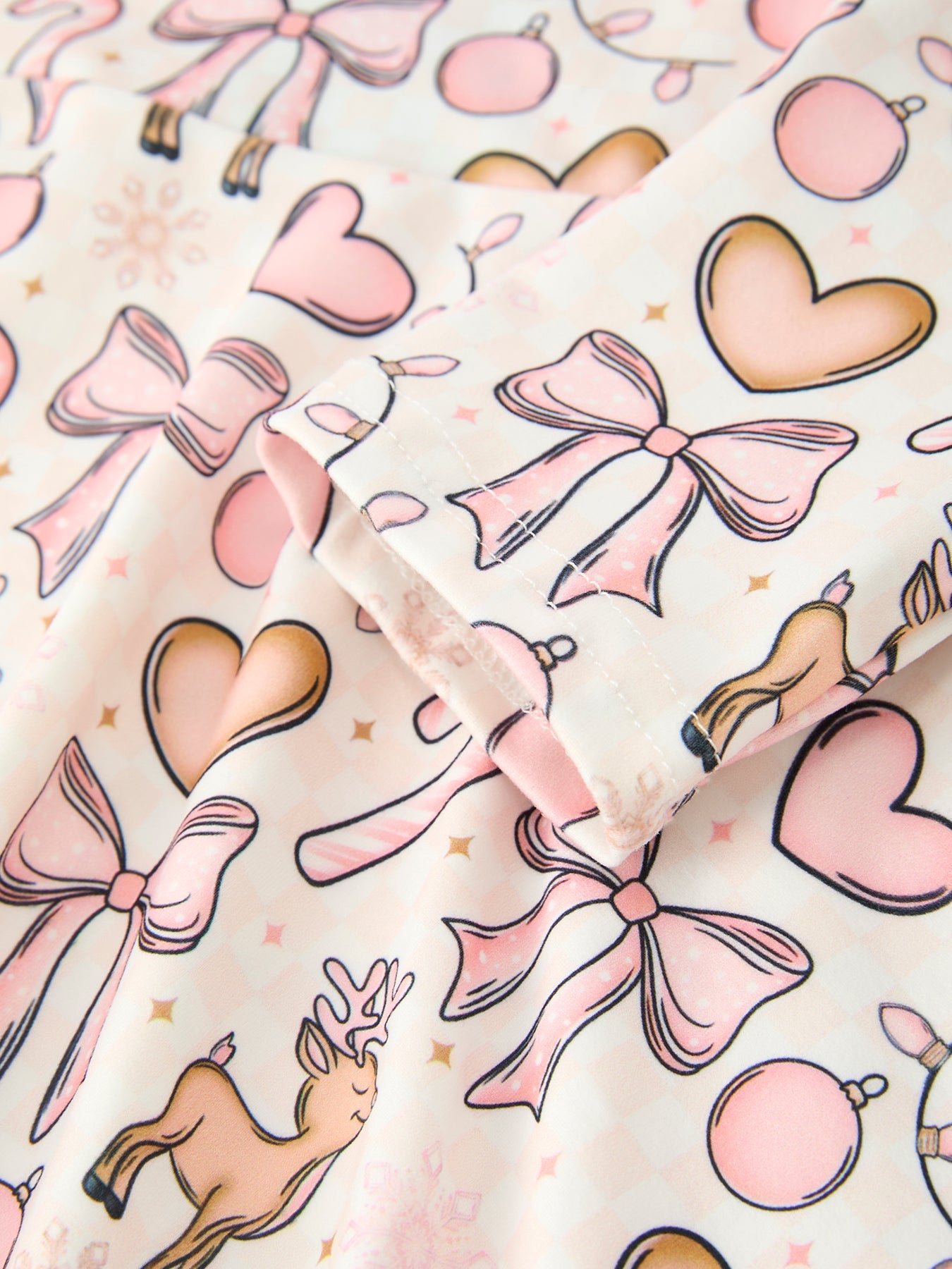 Pink Bow Reindeer Candy Cane Girls Twirl Dress