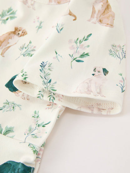 Puppy Floral Twirl Girls Dress