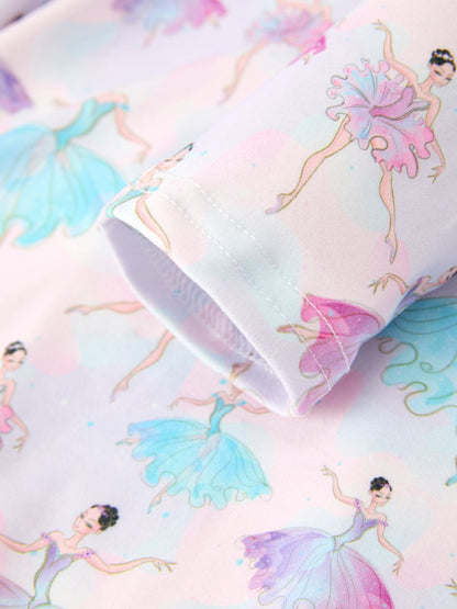 Fall Watercolor Ballet Girls Long Sleeve Twirl Dress