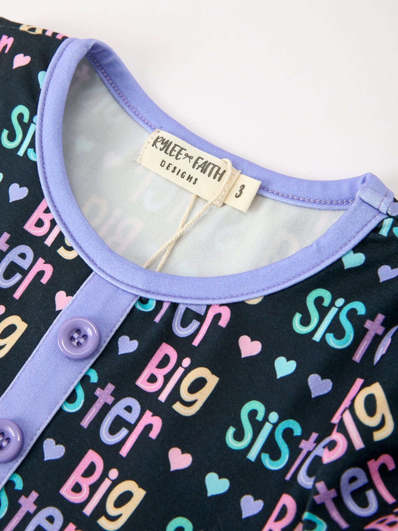Big Sister Rainbow Letter Print Girls Ruffle Hem Dress