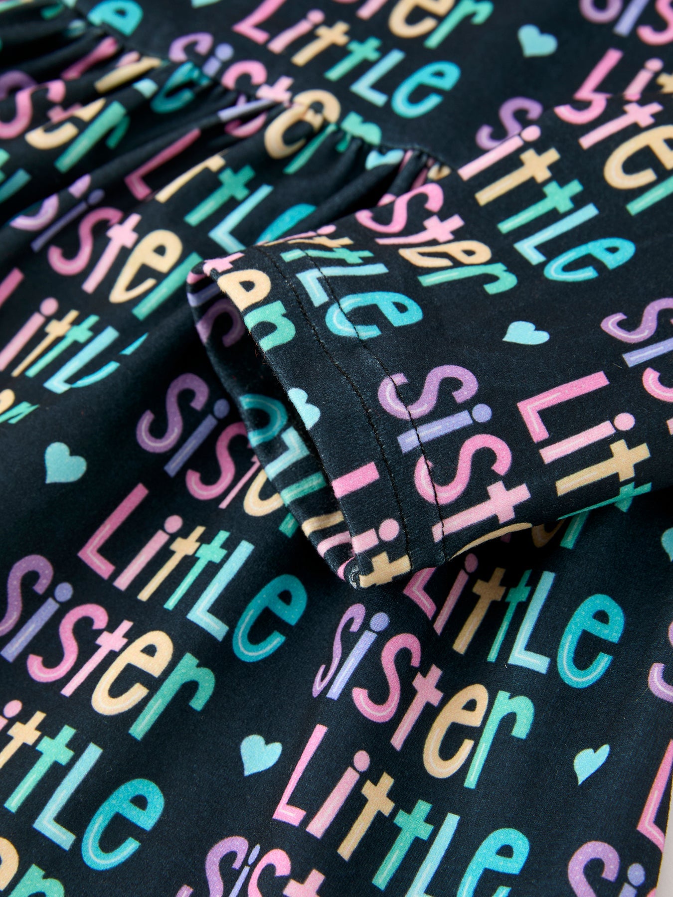 Little Sister Rainbow Letter Print Girls Ruffle Hem Dress
