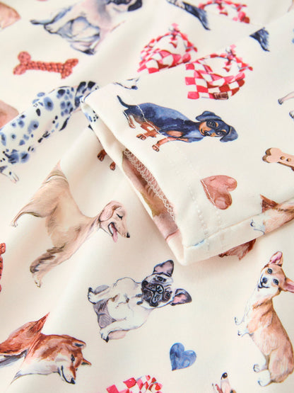 Fall Dog Print Girls Long Sleeve Twirl Dress