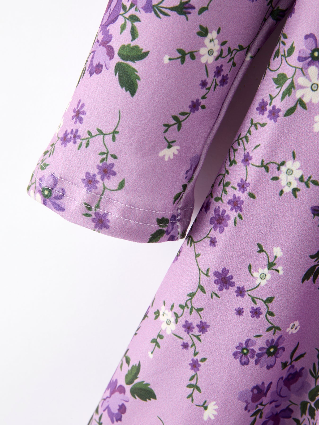 Fall Lavender Floral Print Girls Long Sleeve Twirl Dress