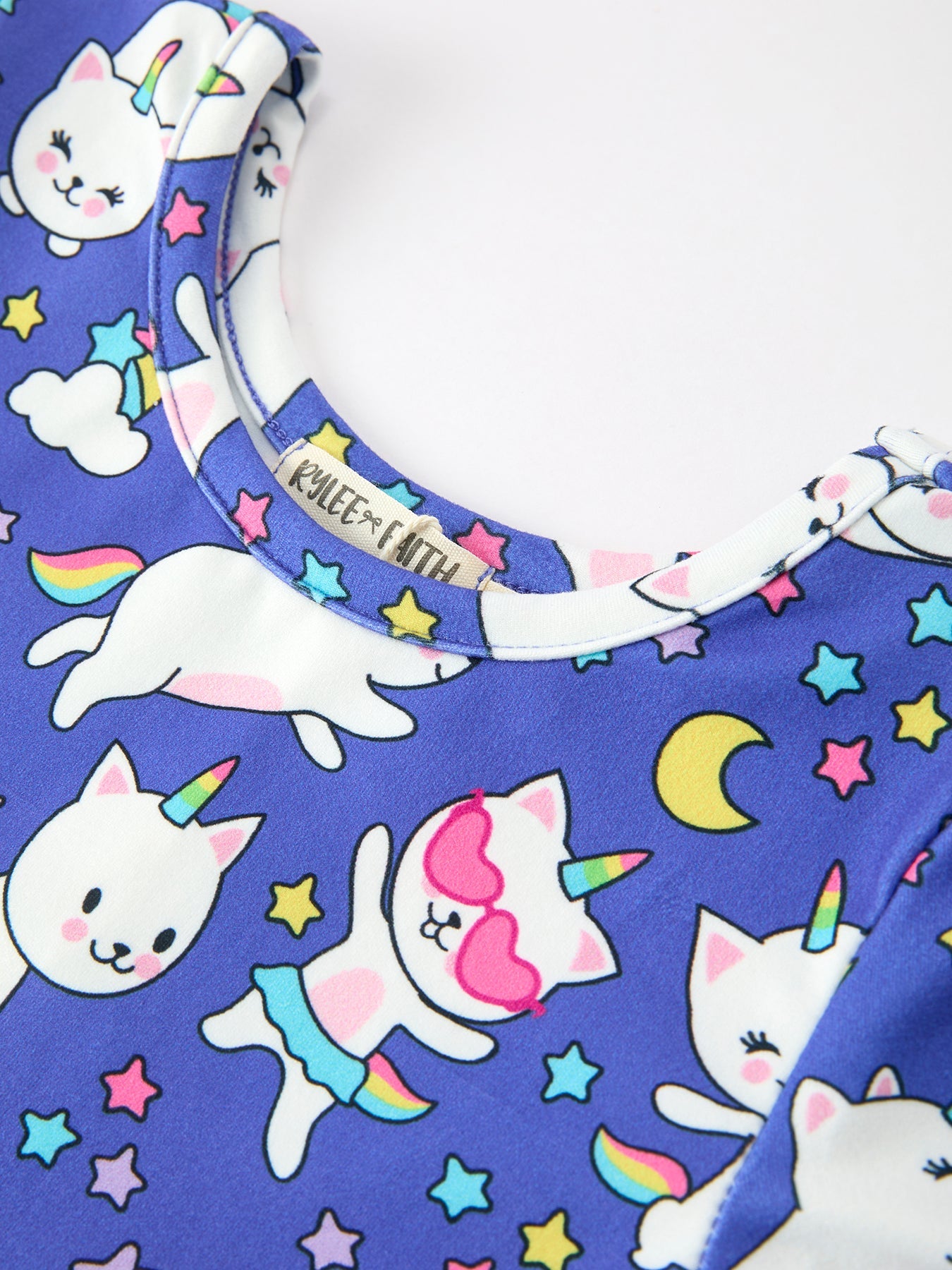 Fall Ghost Cat Print Girls Long Sleeve Twirl Dress