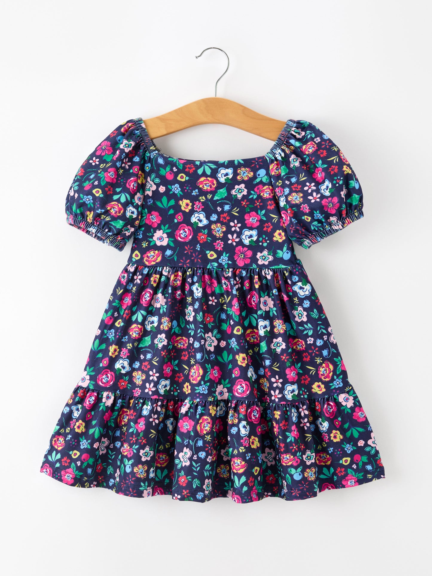 Fall Vintage Wildflower Puff Sleeve Girls Dress