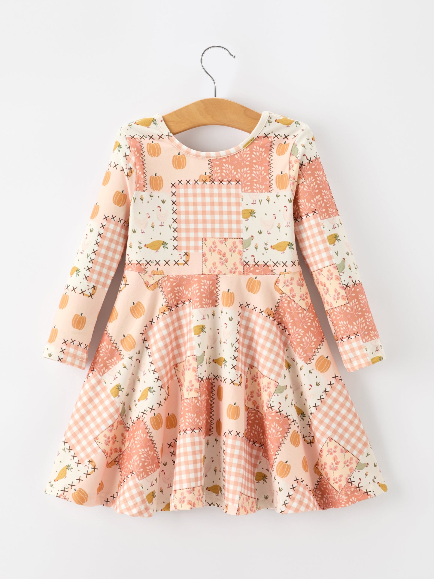 Preorder Thanksgiving Halloween Patchwork Girls Dress