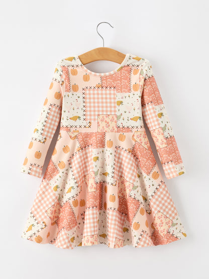 Preorder Thanksgiving Halloween Patchwork Girls Dress