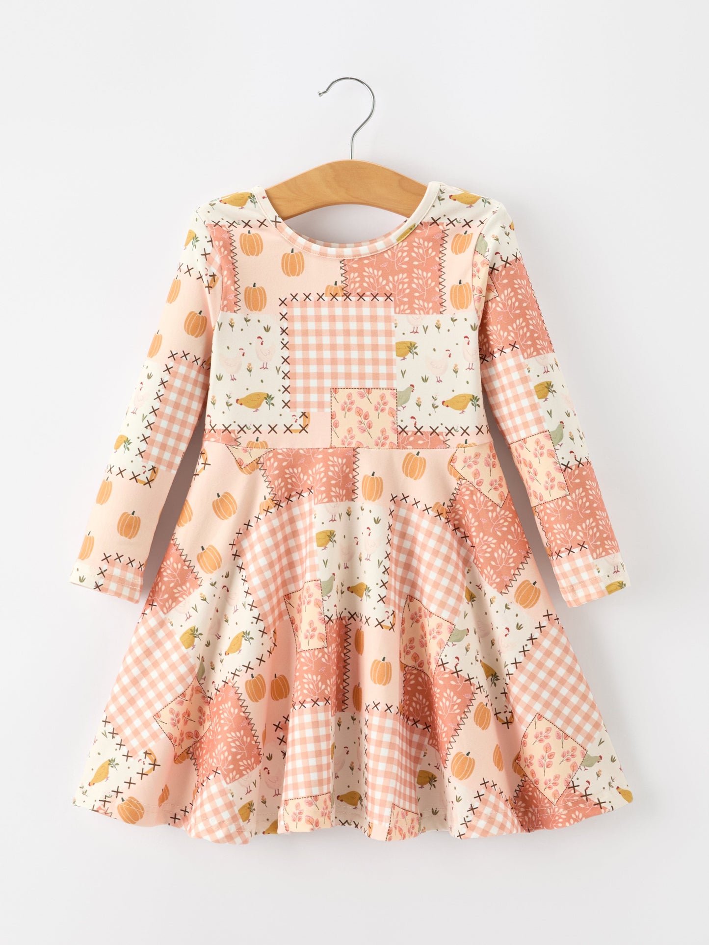 Preorder Thanksgiving Halloween Patchwork Girls Dress