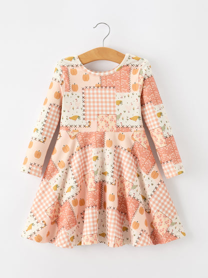 Preorder Thanksgiving Halloween Patchwork Girls Dress