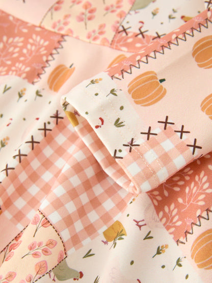 Preorder Thanksgiving Halloween Patchwork Girls Dress