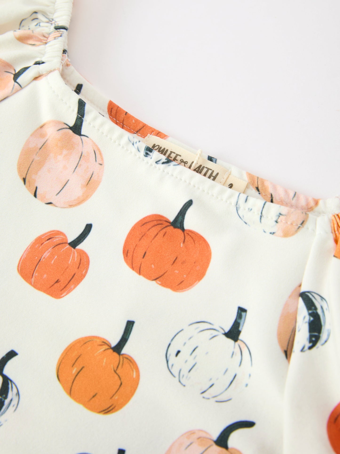 Fall Pumpkin Puff Sleeve Girls Dress