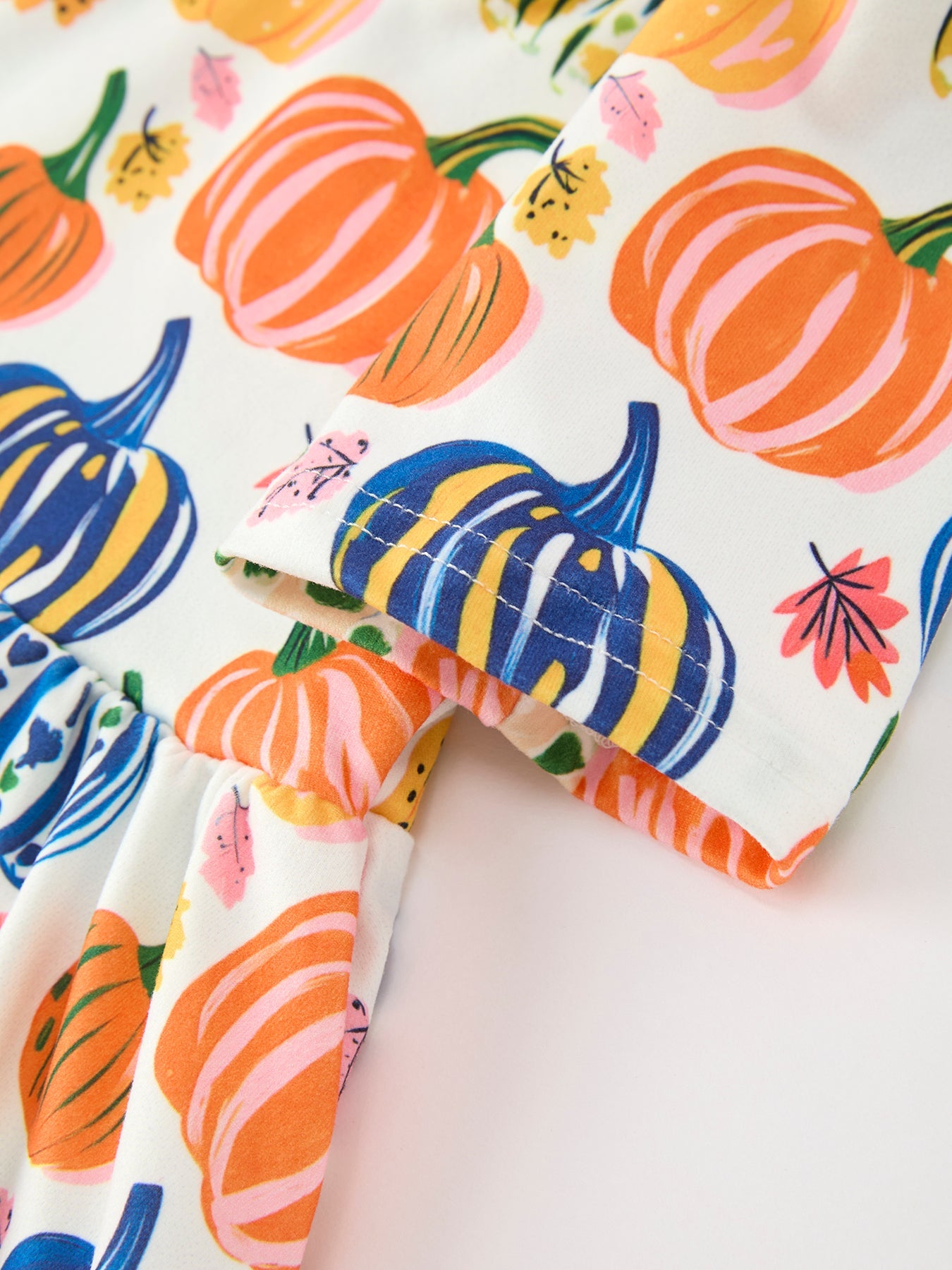 Halloween Pumpkin Print Girls Ruffle Hem Dress
