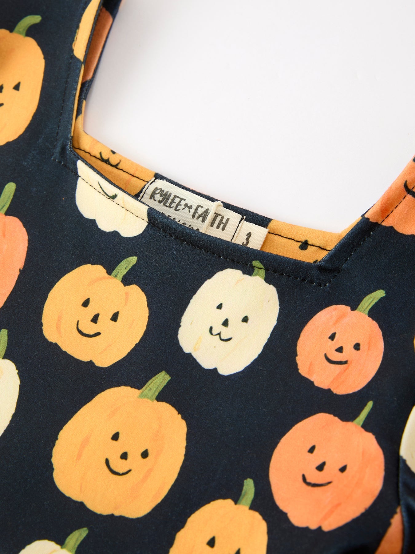 PREORDER Halloween Pumpkin Print Square Neck Girls Dress