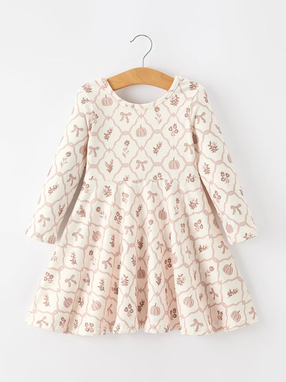PREORDER Fall Pumpkin Bow Girls Twirl Dress