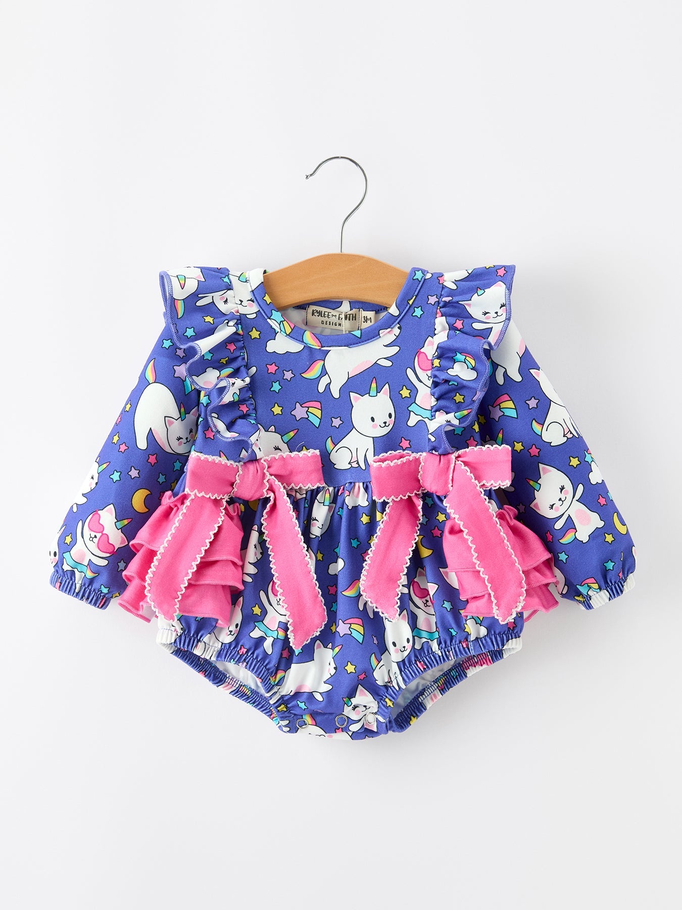 Fall Ghost Cat Print Girls Long Sleeve Romper