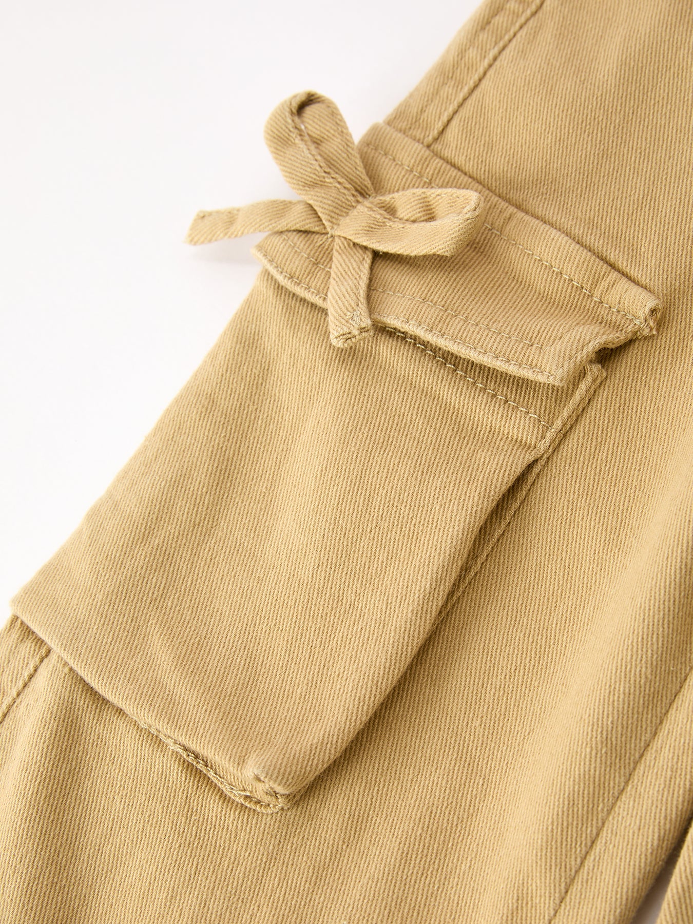 Girls Solid Cargo Leggings Side Bow Pocket Wide Leg Pants