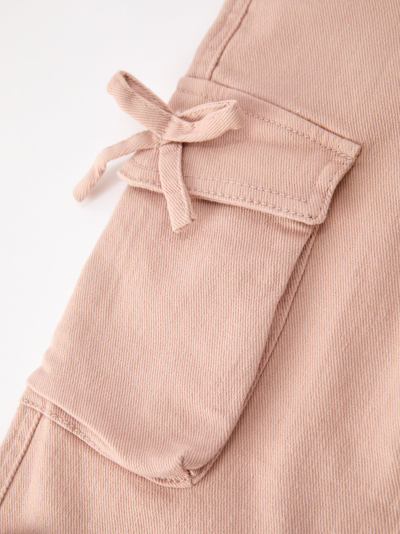Girls Solid Cargo Leggings Side Bow Pocket Wide Leg Pants
