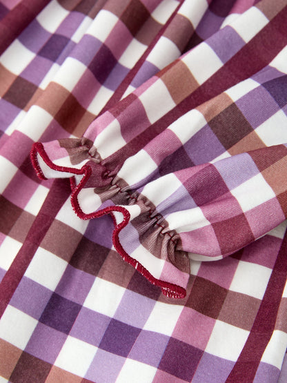 Fall Plaid Petals Collar Girls Dress