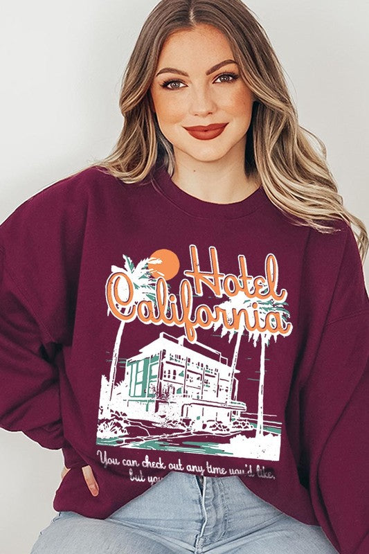 Hotel California Beach Graphic Fleece Sweatshirts