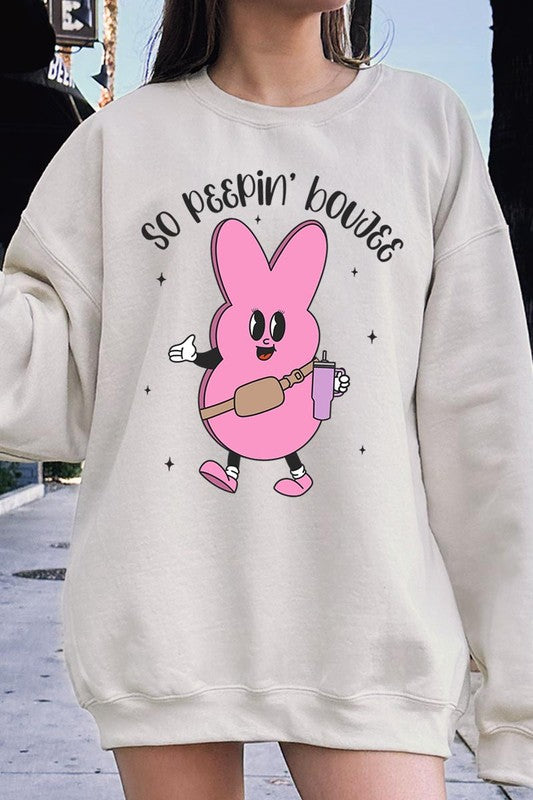 Peepin Tumbler Bunny Graphic Fleece Sweatshirts