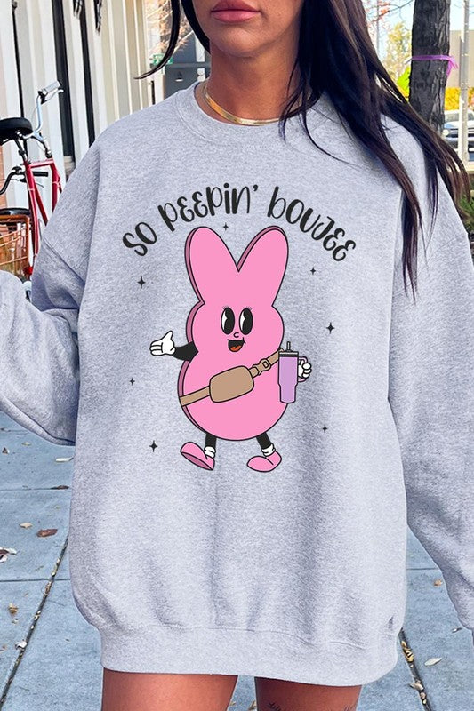 Peepin Tumbler Bunny Graphic Fleece Sweatshirts