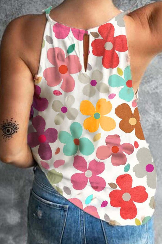 Cute Floral Print Vest