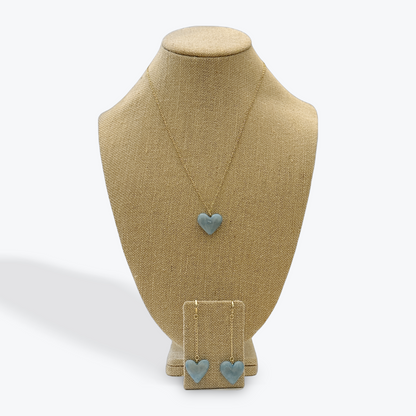 TAGUA NUT HEART NECKLACE & EARRINGS SET