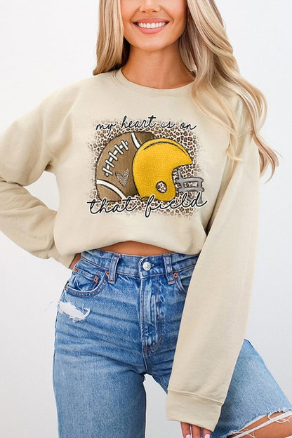 Gameday Yellow Helmet Heart on Field Sweatshirt