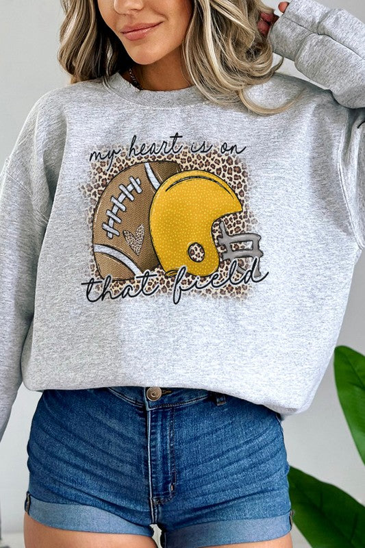 Gameday Yellow Helmet Heart on Field Sweatshirt