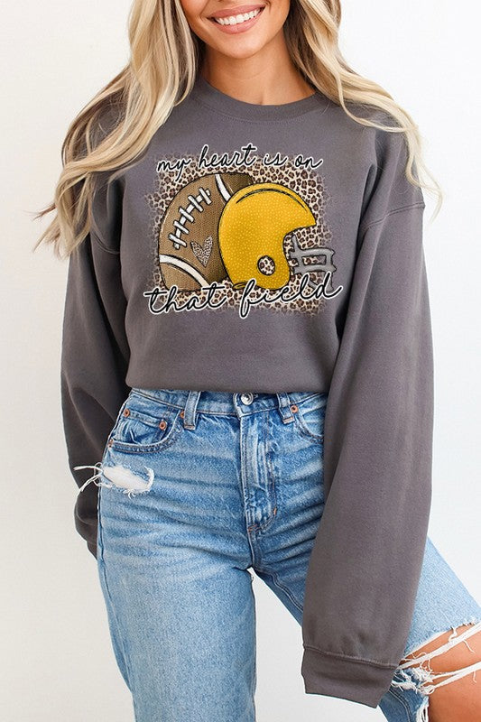 Gameday Yellow Helmet Heart on Field Sweatshirt