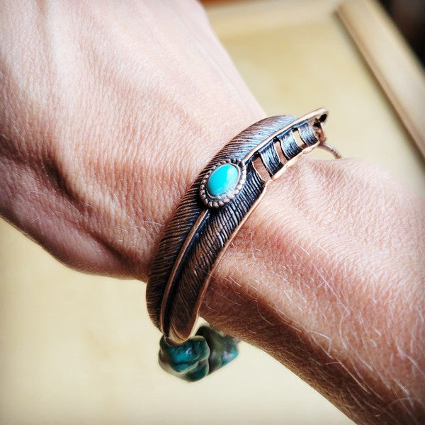 Turquoise Feather Beaded Bracelet