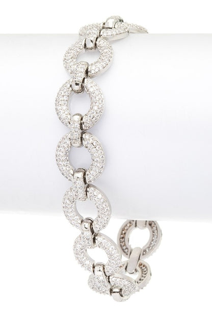 Micro Setting CZ Chain Link Statement Bracelet