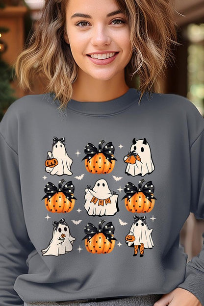 Cute Ghost Fall Pumpkin Graphic Fleece Sweatshirts