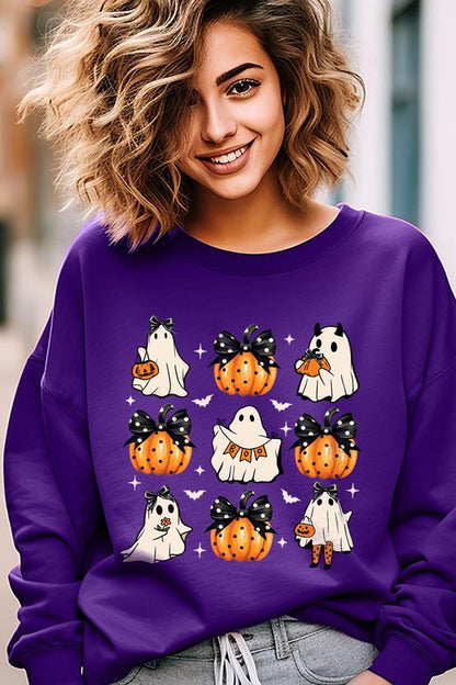 Cute Ghost Fall Pumpkin Graphic Fleece Sweatshirts