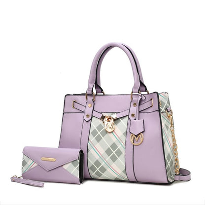 MKF Christine Plaid Satchel Bag with  Wallet