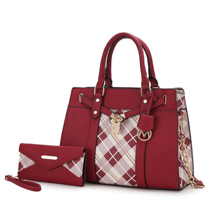 MKF Christine Plaid Satchel Bag with  Wallet