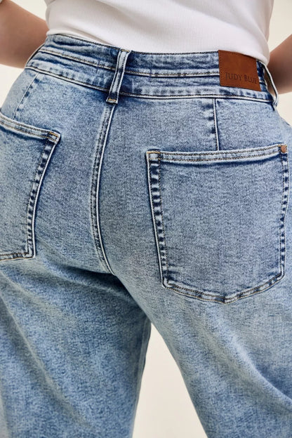 Judy Blue Full Size High Waist Marlow Arc Leg Jeans with Double Waistband Plus Size