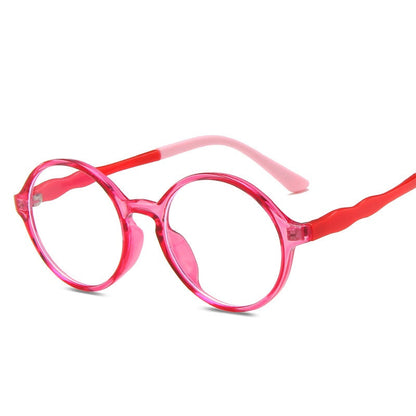 New Kids' Round Frame Anti-blue Flat Mirror Tr90 Colorful Kids' Glasses for Students