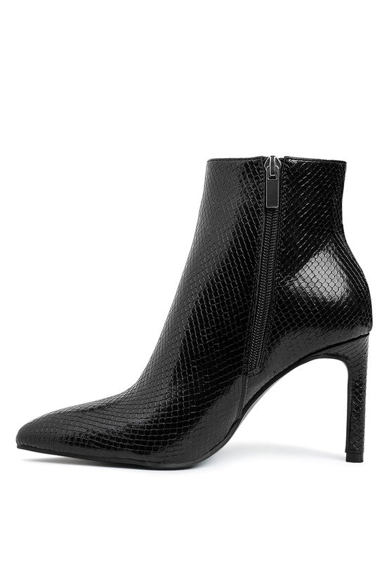 Tatria Textured Stiletto Heel Ankle Boots