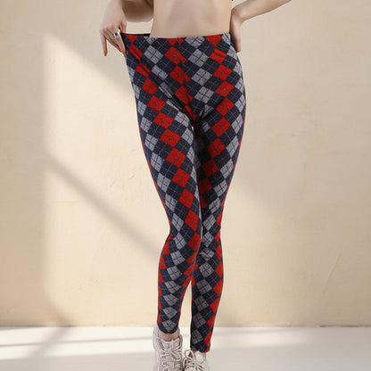 Women’s Plaid Yoga Leggings – Mid Waist Push-Up Pants